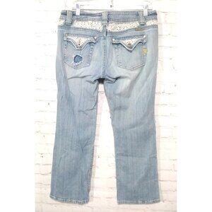 Miss Me JP4222L Lace Pocket Light Wash Stretch Women's Sz 31 (32x28) Distressed